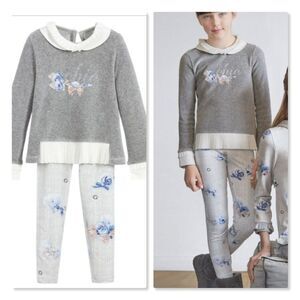 Lapin House Blue Rose Velvet Top & Leggings Set size 2